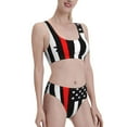 thumbnail image 2 of Daiia Firefighters USA Flag printed 2 piece Swimsuit Bikinis for Women High Waisted Racerback Bathing Suits Summer Tummy Control Scoop Neck Swimwear-XX-Large, 2 of 8