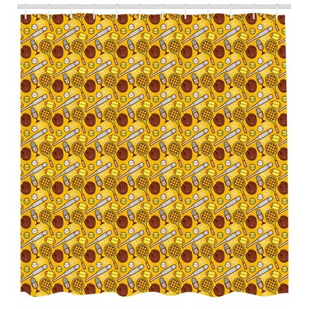 Sport Shower Curtain Cute Cartoon Baseball And Tennis Summer