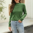 thumbnail image 2 of ManxiVoo Women's Knit Crew Neck Long Sleeve Pullover Sweater Soft Andy Yarn Textured Relaxed Fit Casual Top M Size Green, 2 of 4