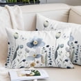 thumbnail image 2 of Gradient Blue Flower Throw Pillow Covers Watercolor Country Spring Blue Floral Butterfly Decorative Lumbar Pillow Cover Rectangle Cushion Case for Sofa Couch Bed Living Room Bedroom 16 X 24 Inches, 2 of 9
