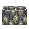 thumbnail image 7 of Yayeee Collapsible Cube Storage Bin with Lid Fabric Closet Decorative Basket with Handles, Peacock Feathers Pattern, 7 of 7