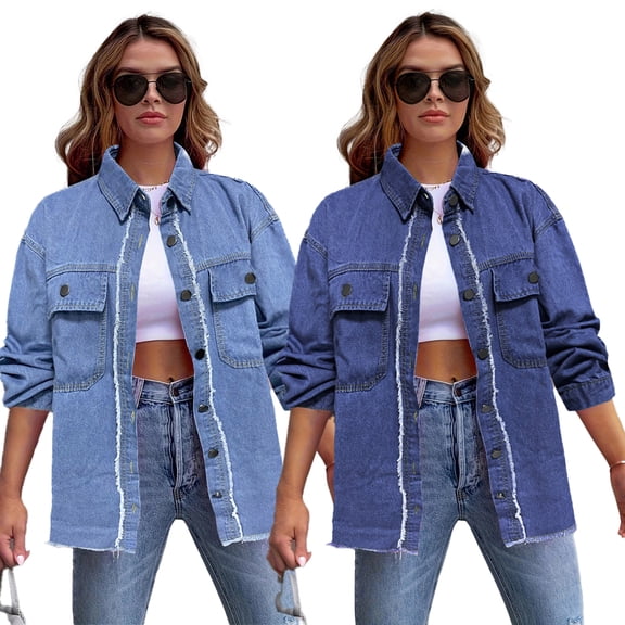 LYMAYTER Women Denim Jacket Navy Collar Short Jean Jacket 3/4 Sleeve Versatile Short Cowboy Outwear S M L XL