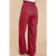 thumbnail image 4 of Pantalones Sueltos Pierna Salvaje Talle Alto Cintura Elástica Bolsillo Lateral Pantalones Fluidos Cinturón Atado Versátil para Mujer Vino Rojo XL, 4 of 6