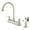 Nickel, variant on Kingston KB3758PLBS Restoration Two-Handle 4-Hole 8" Centerset Kitchen Faucet with Brass Sprayer in Brushed Nickel