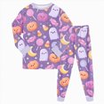 thumbnail image 6 of TOWED22 Toddler Baby Girls Boy Halloween Pajamas Set Kids Sleepwear 2 Pcs Pjs Long Sleeve Top and Pant Sleepwear Clothes Sets(Light Purple,2-3 Y), 6 of 9