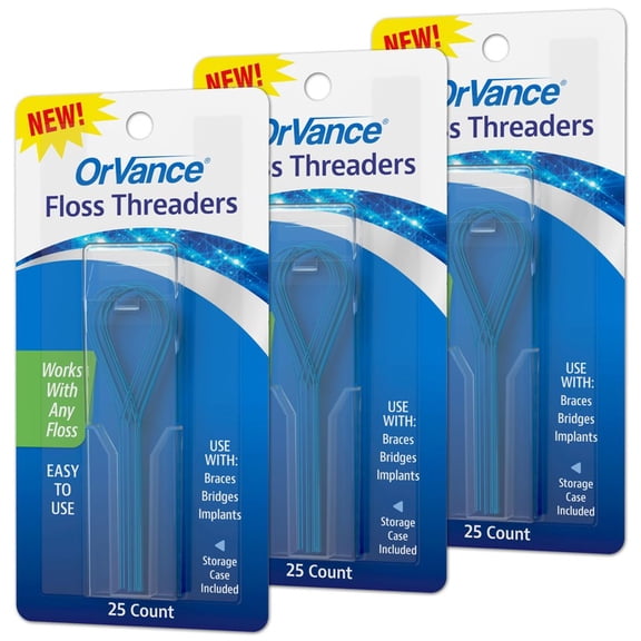 OrVance Threader Floss -Designed to Floss Through Braces, Bridges, and Implants – On The Go Floss - Easy and Effective Plaque Remover – 30 Count (Pack of 2)