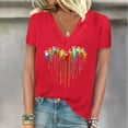 thumbnail image 1 of DPTALR Women's Printing V-Neck Short Sleeved Casual T-Shirt Tops Blouses, 1 of 4