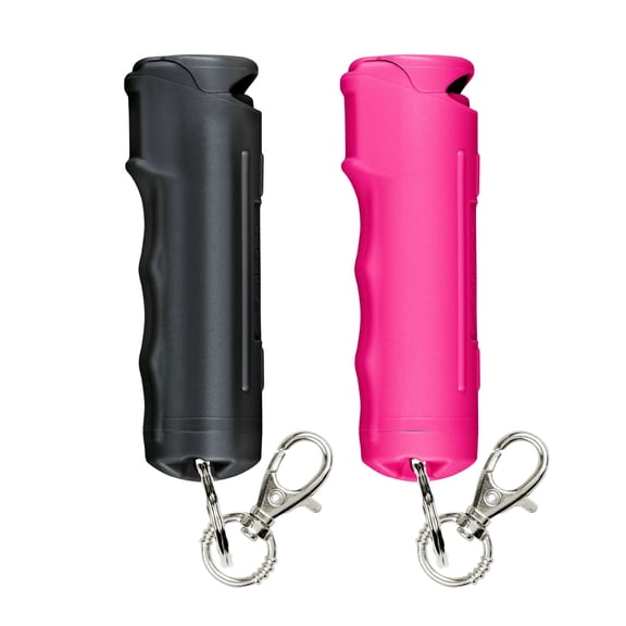 SABRE Fast Flip Top Pepper Spray with Snap-Clip Keychain, Black & Pink, 2 Ct, Pocket Pepper Sprays