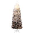 thumbnail image 2 of 4.5/6/7.5/9Ft Prelit Artificial Christmas Tree with RGB & Warm White Lights, Pre-Lit Snow Flocked Pencil Christmas Tree, Foldable Base,Holiday Decoration for Home, Office, Party,  5 Gradient Colors, 2 of 7
