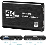 4K Video Capture Card,HD Audio Video Capture,HDM Loop-Out, 1080P 60FPS,2K 30FPS Video Game Capture for Streaming Works for PS5,Switch,Camera,PC,OBS,Black