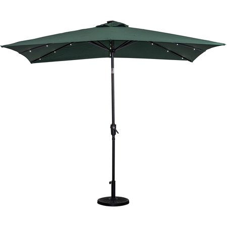 SunRay 9 FT Rectangular Solar Powerd 30 LED Lighted Patio Umbrella ...