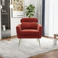 thumbnail image 2 of Modern Accent Chair,Upholstered Single Sofa Chair with Gold Metal Leg and Throw Pillow,Leisure Club Chair for Living Room Bedroom Dorm Room Office, Terracotta, 2 of 7