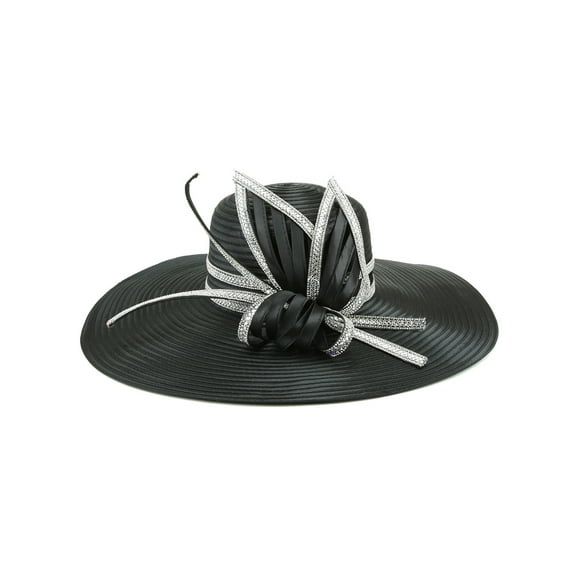 ChicHeadwear Women's Classy Gem Butterfly Braid Church Hat - Black