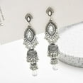 thumbnail image 6 of Jhumka Long Tassel Bell Earrings Vintage Jhumki Bollywood Traditional Ethnic Dangle Drop Bohemian Chandelier Earring for Women Oxidized Crystal Wedding Party Festival Indian Jewelry Gift, 6 of 6