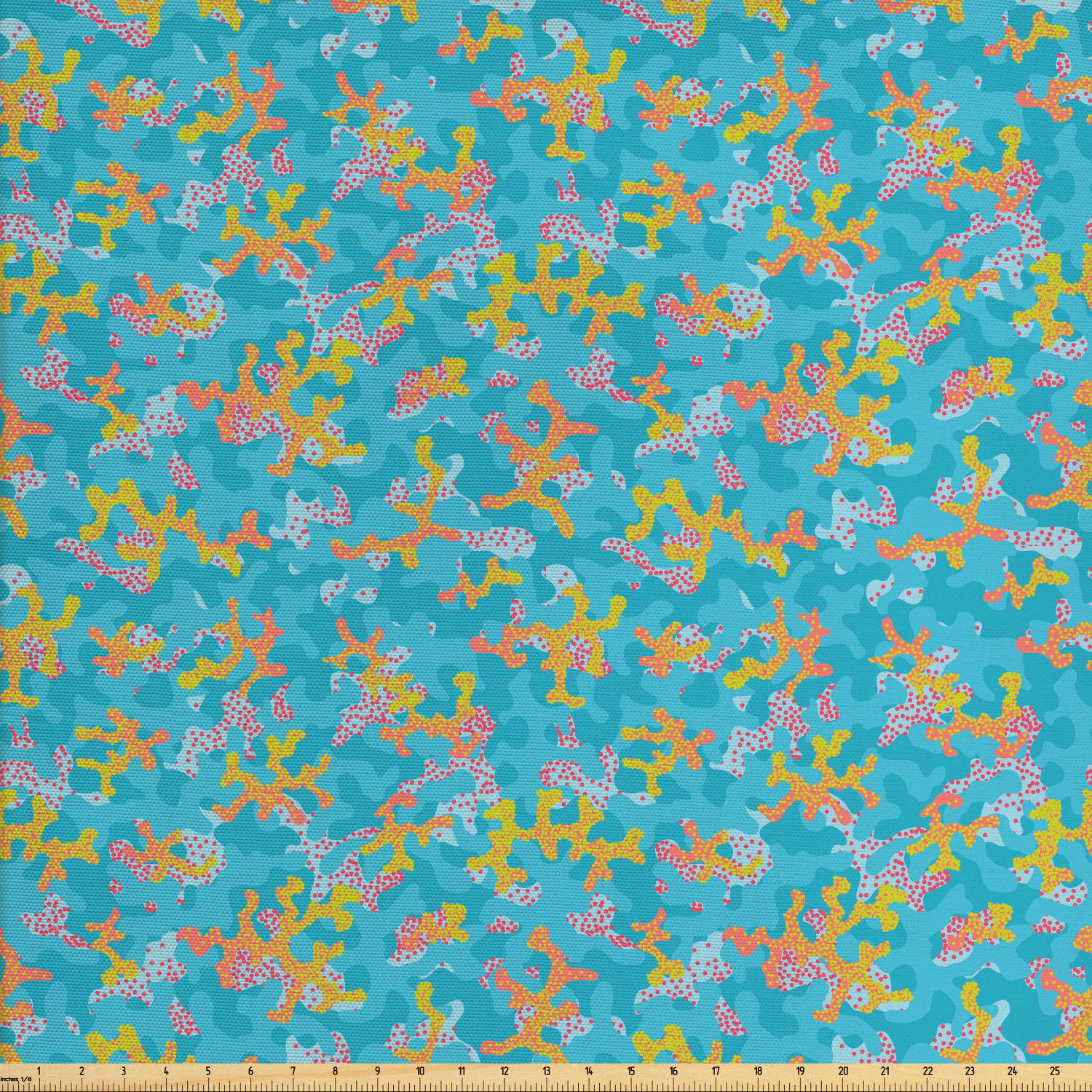 Abstract Fabric by the Yard, Camouflage Inspired Print Natural Shapes