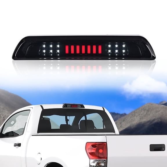 LED 3rd Brake Light High Mount Tail Cargo Brake Light Smoky Lens Black Housing, Fit for Toyota Tundra 2007-2018