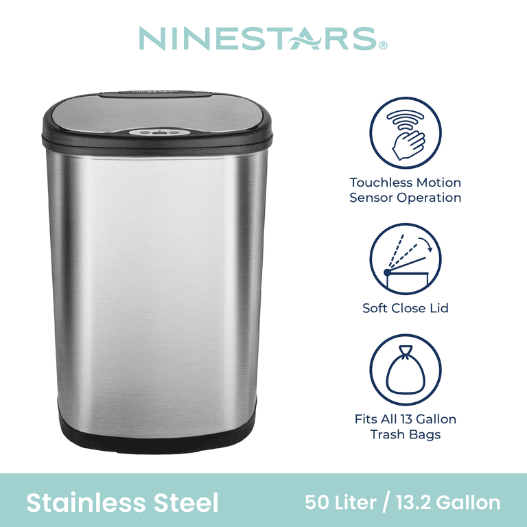 Free Shipping! Nine Stars Touchless Kitchen Trash Can, 13 Gallon