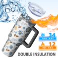 thumbnail image 5 of 40oz Pioneer Flower Floral Print Pattern Insulated Tumbler with Handle, BPA-Free Leak Proof Lid and Straws, Double Wall Vacuum, Hot 12h/Cold 34h, 5 of 6