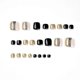 thumbnail image 2 of 24 Pack False Toenails Short Square Black Lines Gold Powder False Toenails Artificial Toenails For Summer Beach Full Coverage Toenails Women, 2 of 5