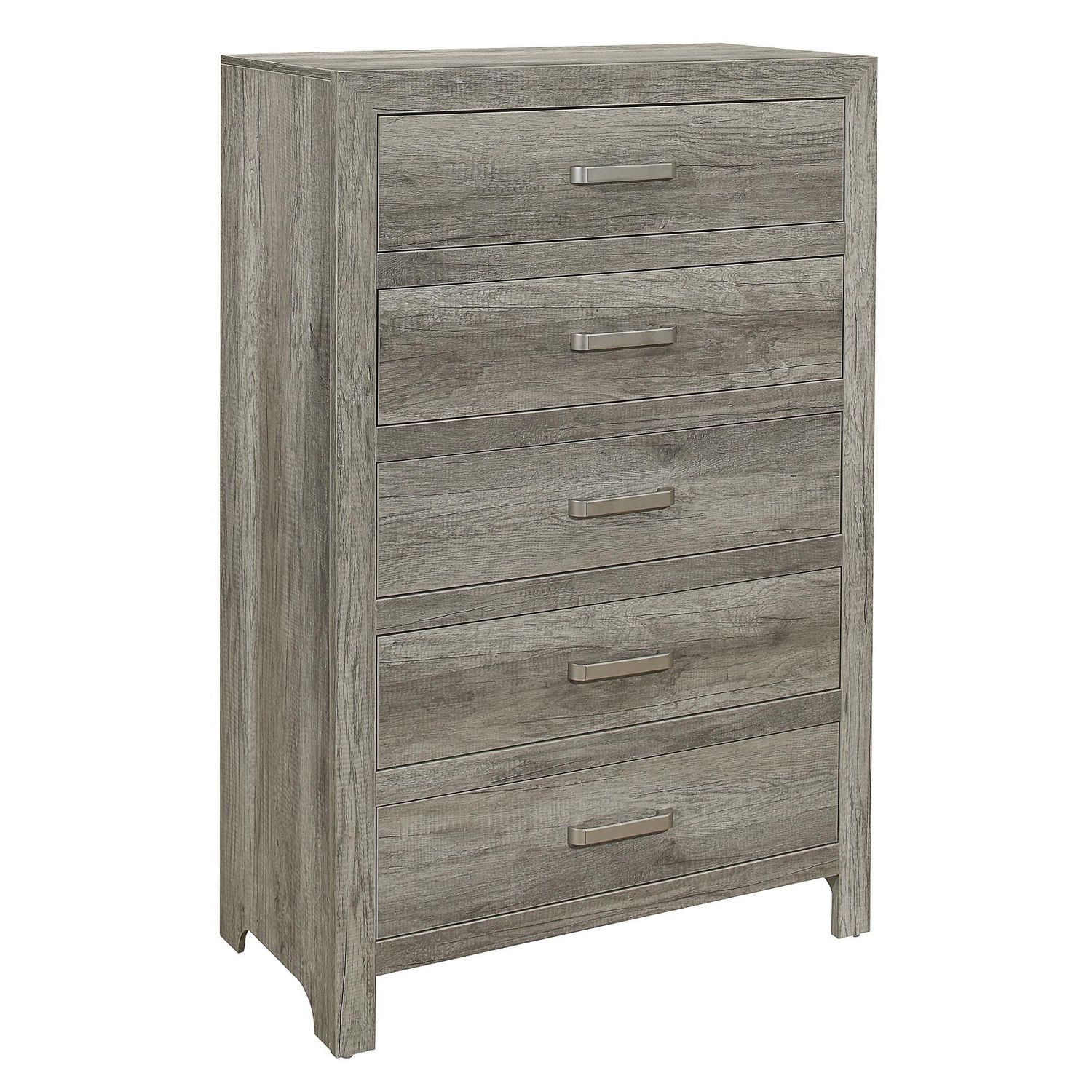 Topline Home Furnishings Ensemble de chambre à coucher pour grand lit 6 pièces gris patiné