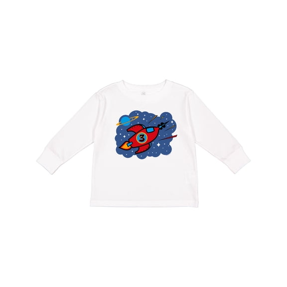 Inktastic Rocket Ship 3rd Birthday Boys Long Sleeve Toddler T-Shirt