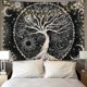 thumbnail image 3 of Tapiz de árbol de la vida con luz de luna, tapiz negro, tapiz psicodélico, tapiz de estrellas, tapiz de mandala, tapiz hippie, decoración de pared para dormitorio y fiesta (230 x 180 cm), 3 of 5