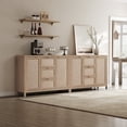 thumbnail image 6 of SICOTAS 52 inch Kitchen Storage Cabinets Set of 2, Farmhouse Rattan Credenza Sideboard Buffet with 3 Drawers and 2 Doors, Boho Console Table, Coffee Bar Cabinets for Dining Room, Light Oak, 6 of 9