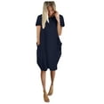 thumbnail image 2 of OKBOP Short Sleeve Round-Neck Dress Womens Jumper Ladies Oversized Baggy Short Sleeve Pocket Pullover Mini Dress garden Peplum Dress Clearance Blue XXXL, 2 of 4