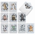 thumbnail image 2 of The Best Card Company - 20 Bulk Animal Note Cards Blank (4 x 5.12 Inch) - Fun Assorted Notecards with Envelopes (10 Designs, 2 Each) - Critter Snow Angels AM4187OCB-B2x10, 2 of 4