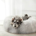 thumbnail image 4 of Calming Dog & Cat Bed, Anti-Anxiety Donut Cuddler Warming Cozy Soft Round Bed, Fluffy Faux Fur Plush Cushion Bed for Small Medium Dogs and Cats White Grey, 4 of 10