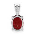 thumbnail image 3 of White Sterling Silver Charm Pendant Garnet Oval Red 14 mm 6, 3 of 3