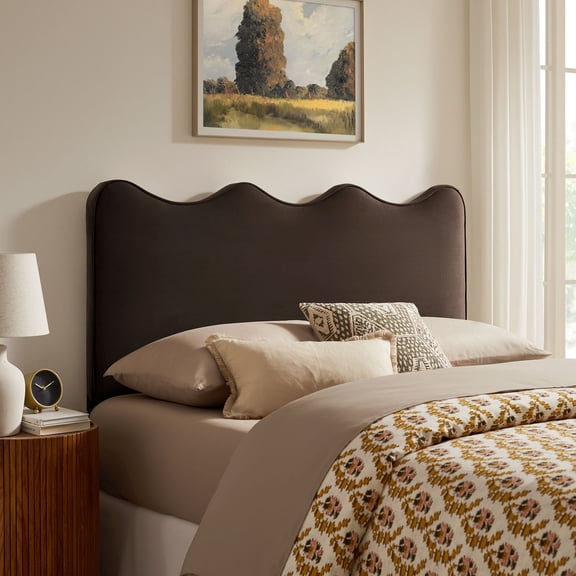 Athena Stain-Resistant Performance Velvet King Size Headboard in Chocolate Brown