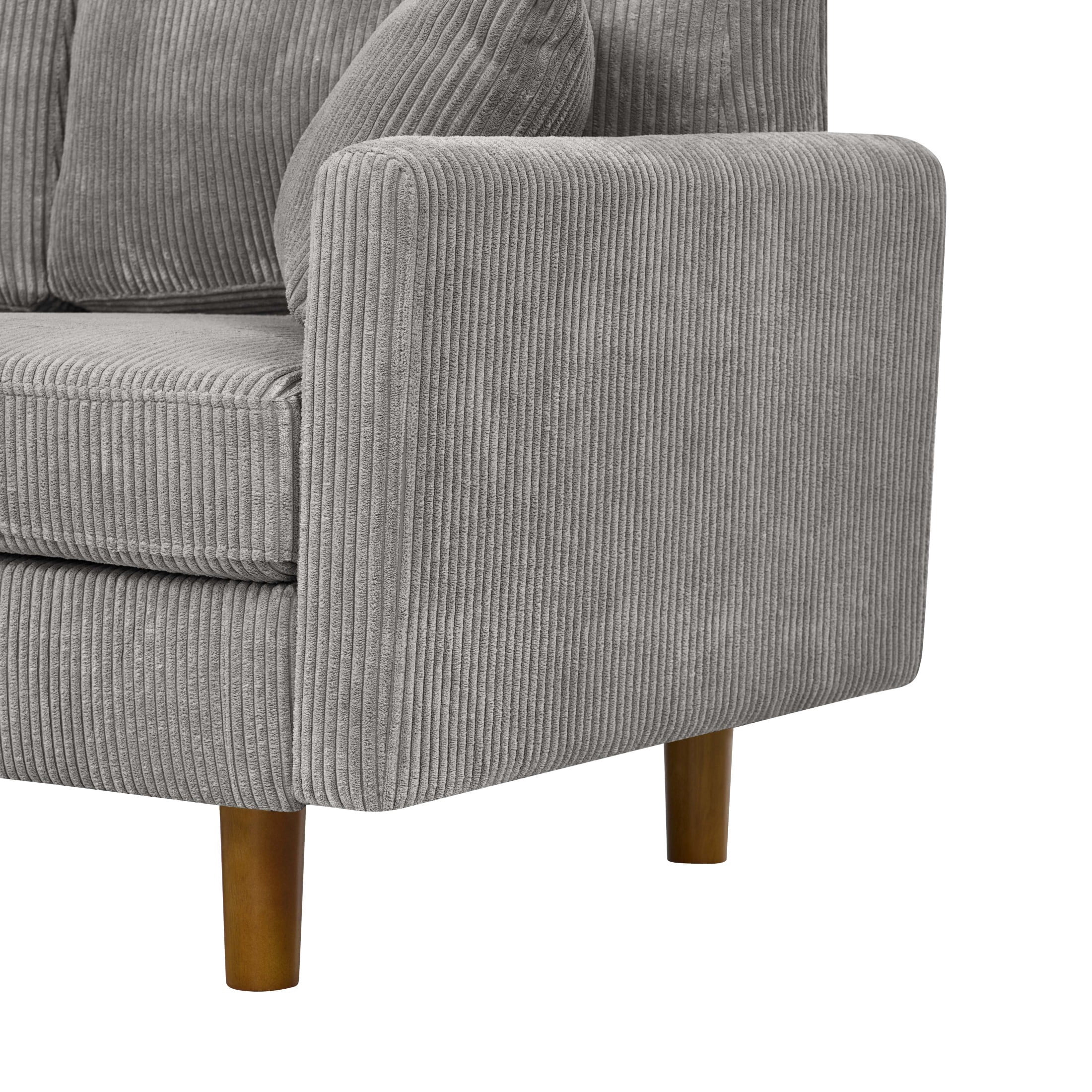 92.5" Light Gray Corduroy L-Shape Sectional Sofa with Chaise