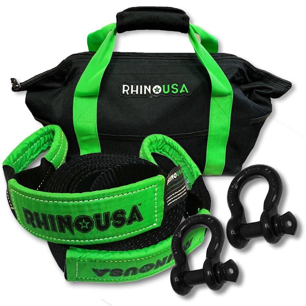 Rhino USA HeavyDuty Recovery Gear Combos (20' Strap + Shackles) 20