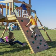 Backyard Discovery Endeavor Cedar Wood Swing Set, Slide, Play Deck, Rock Wall, Rope Ladder