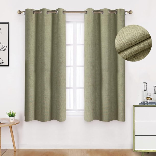 Lino Cortinas Blackout con Aislamiento Térmico, 100% Blackout y Ojal Superior Cortina para Recámara y Ventana de Sala, Capa Trasera de Revestimiento Gris, 2 Paneles, 106.6 x 160 cm, Lion