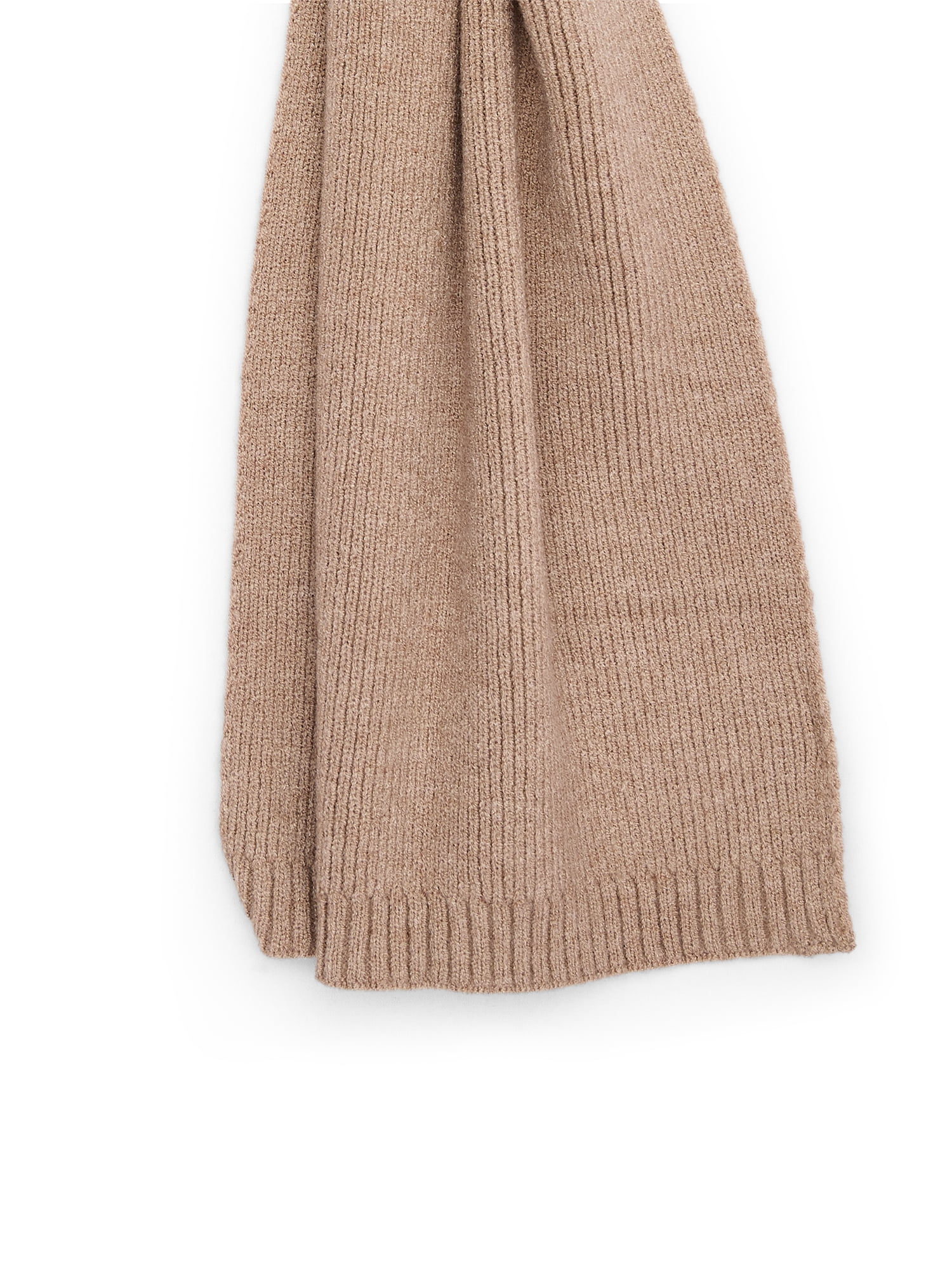 Time and Tru Women's Knit Scarf with Ribbed Trim, Toasted Heather