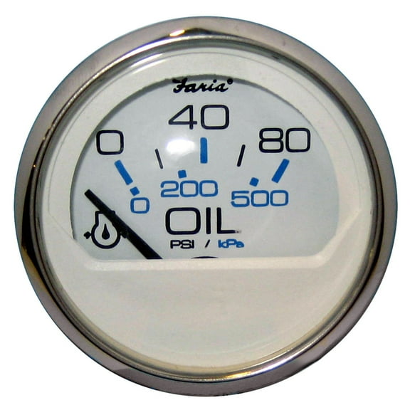 Faria 13802 Oil Pressure Gauge - 80 PSI, Chesapeake White