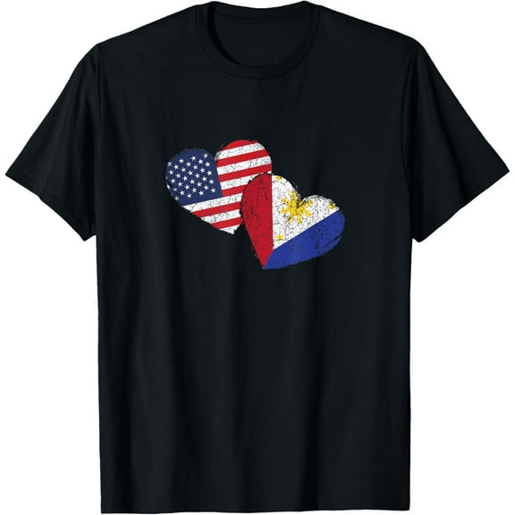 USA Philippine Heart Country Flag American Filipino Pinoy T-Shirt