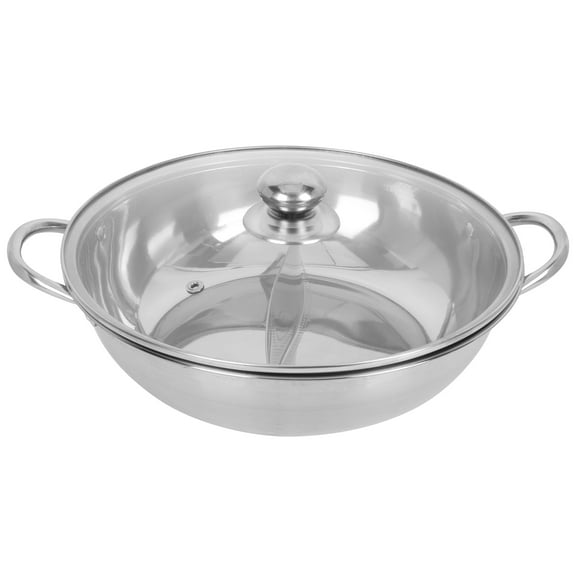 CATIEBYE Hot Pot Cooking Pot with Flat Tempered Glass Lid, Chinese Style, and Easy to Clean, 1 Set