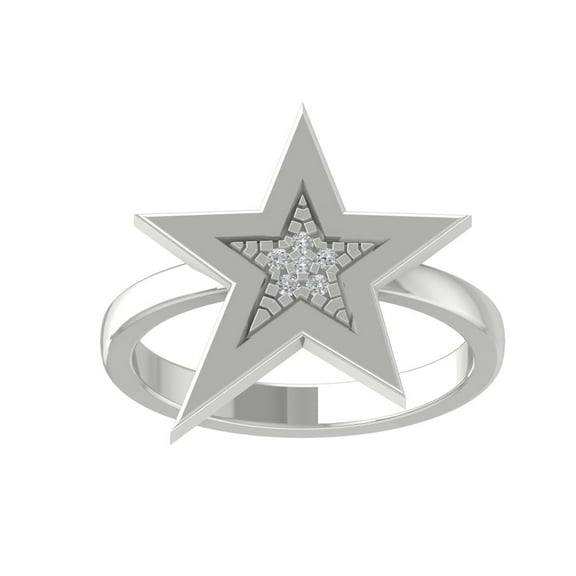 ARAIYA 10K White Gold Round Diamond Fashion Band Ring (1/20 cttw, I-J Color, I2-I3 Clarity), Size 10