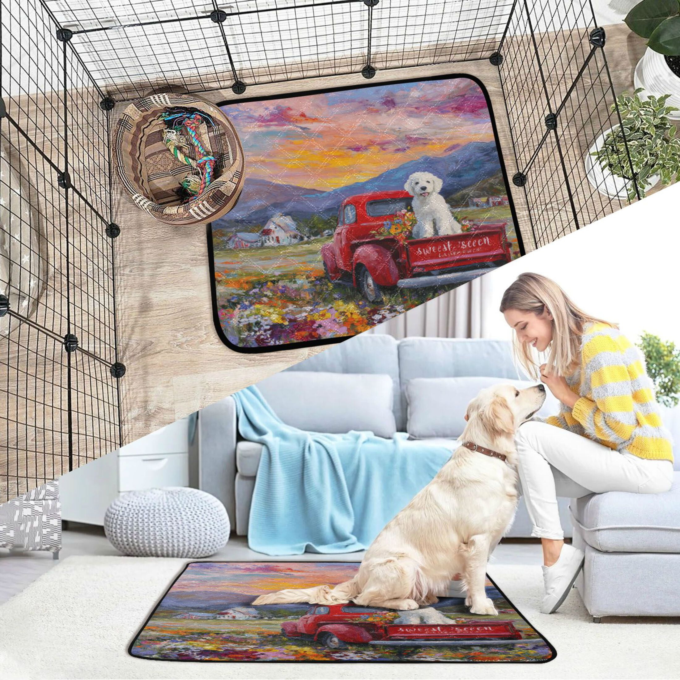 Qxltty Farm Dog Cat litter Pads Pet Set of 3 Diaper Mats Center Anti-leakage Layer Absorbent Soft and Comfortable