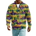 thumbnail image 4 of LNZGNM Men's Mardi Gras Outfits 1/4 Zip Up Plus Size Printed Sweatshirt Banded Collar Long Sleeve Top Novelty Winter Outfits,Orange XL, 4 of 7