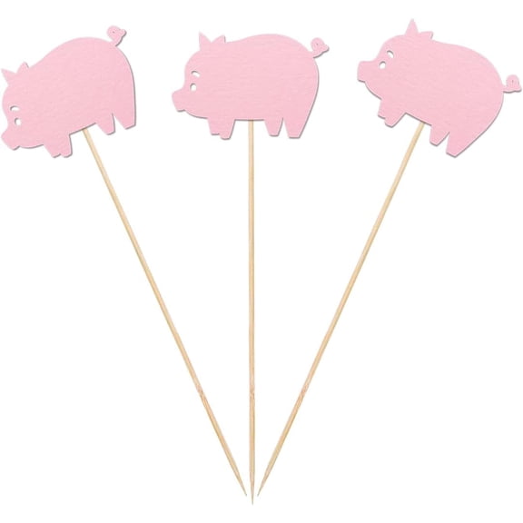 Pig Centerpiece Sticks, 12-Pack Table Topper Double-Sided Birthday Baby Shower Party Decorations