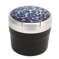 thumbnail image 1 of Portable Car Ashtray Mini Silver Edge Fire Prevention Smokeless Auto Ashtray with LED Light and Lid Blue Print, 1 of 14