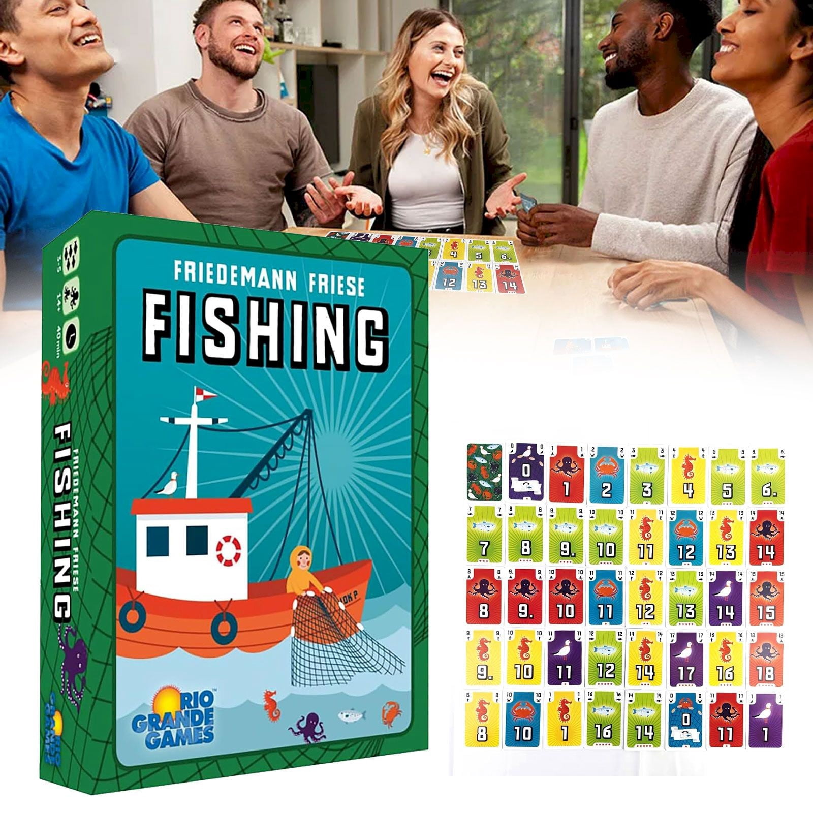 HUASHENG Fishing Trick Taking Card Game Theme Card Drafting & Point Ages 14+ 35 Players 3060 Mins