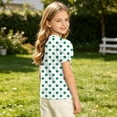 thumbnail image 3 of DAETIROS Girls Polka Dot Puff Sleeve Top Casual Summer Crew Neck Short sleeve Blouse, 3 of 9