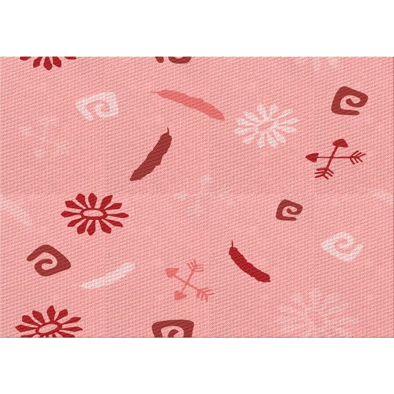 Ahgly Company Indoor Rectangle Patterned Flamingo Pink Area Rugs, 7' x 9'