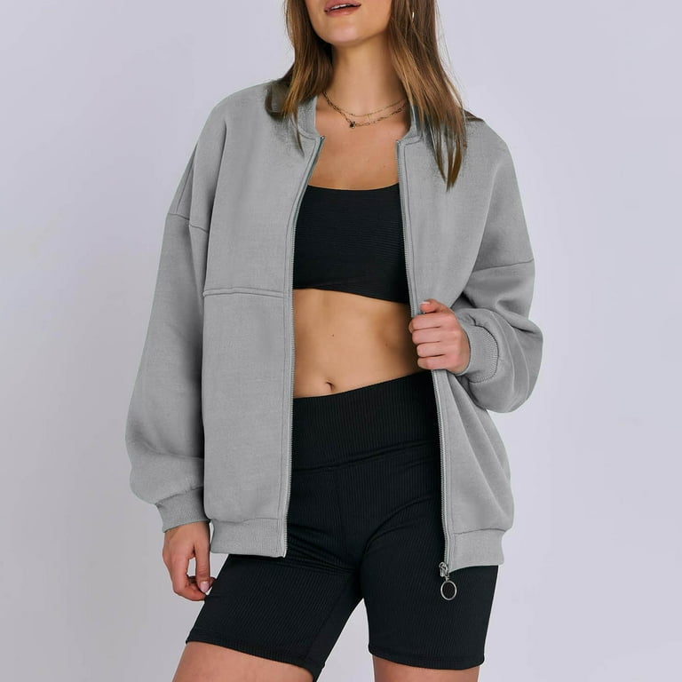 kamemir Sweatshirts for Women Zipper Front Oversized Zip Up kamemir Sweatshirts for Women Zipper Front Oversized Zip Up