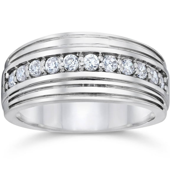 Pompeii 1/2 Carat Mens Diamond Wedding Ring 10K White Gold (H/I,I1-I2)